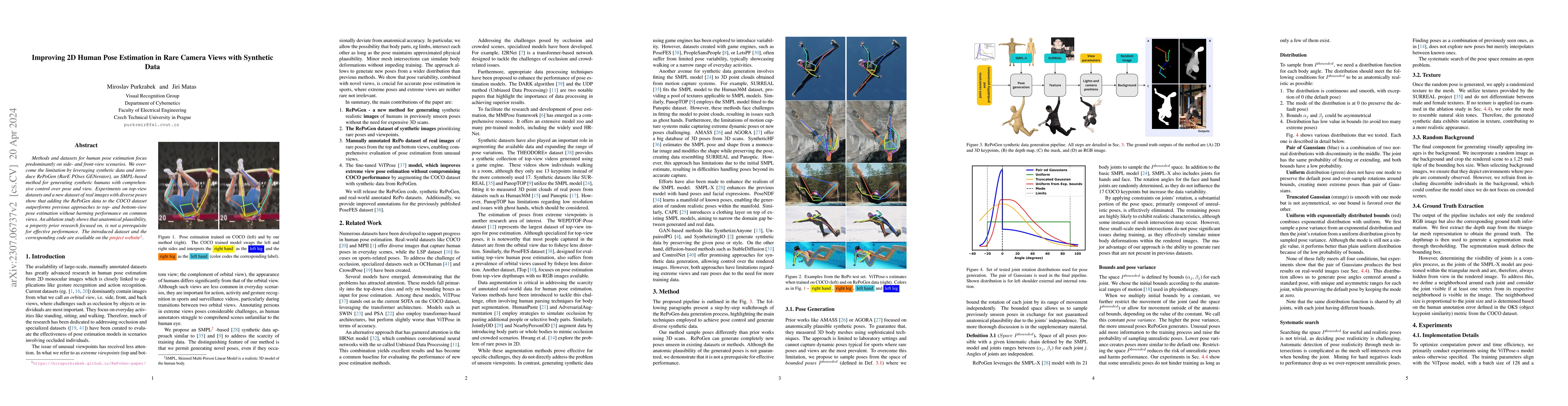 Thumbnail for Improving 2D Human Pose Estimation in Rare Camera Views with Synthetic
  Data