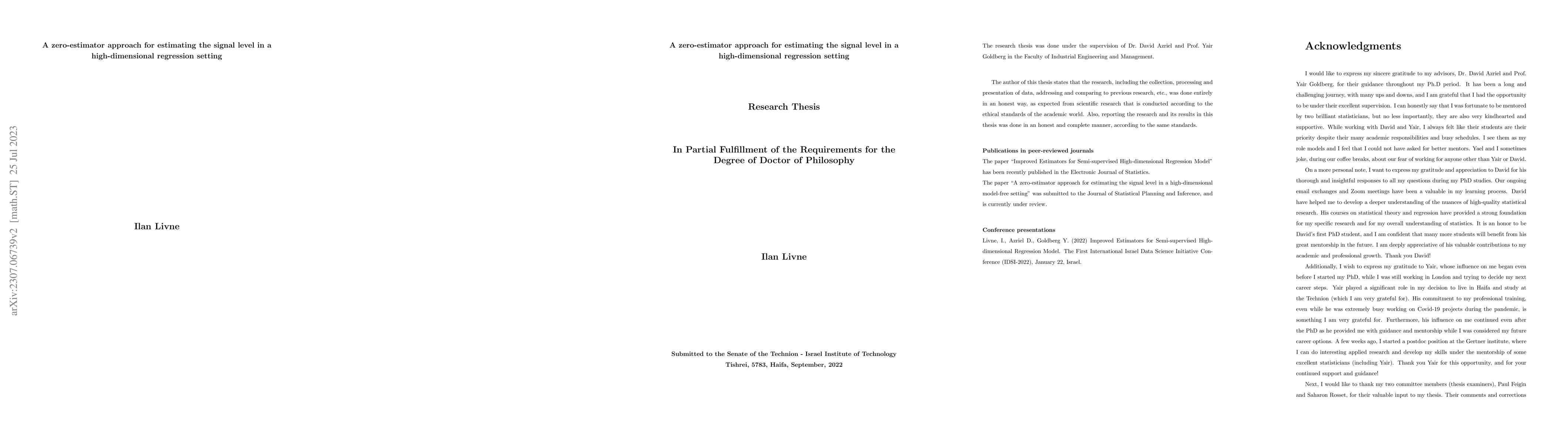 Thumbnail for A zero-estimator approach for estimating the signal level in a
  high-dimensional regression setting