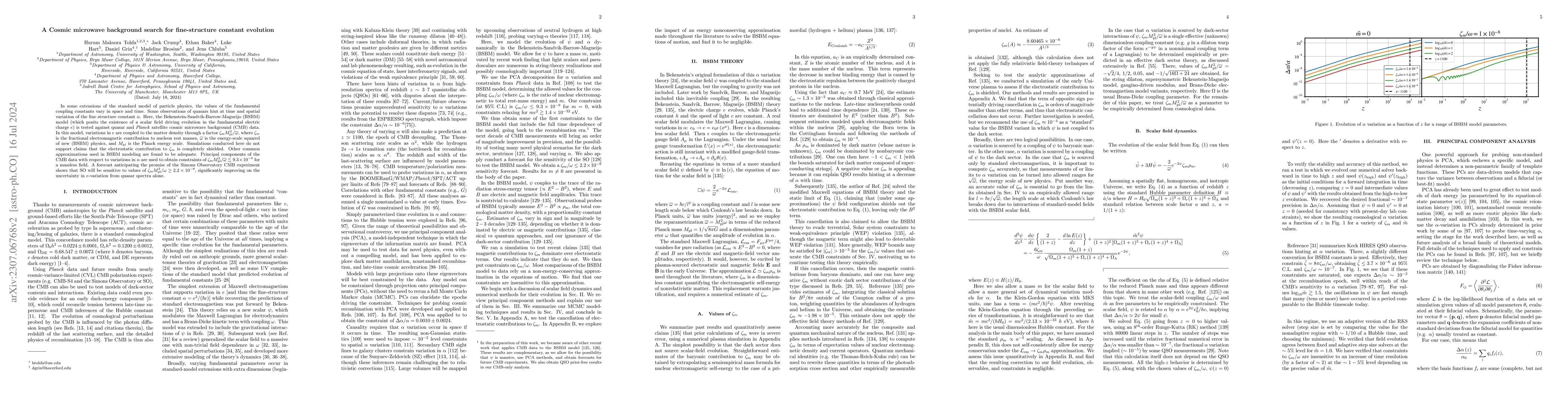 Thumbnail for A cosmic microwave background search for fine-structure constant
  evolution