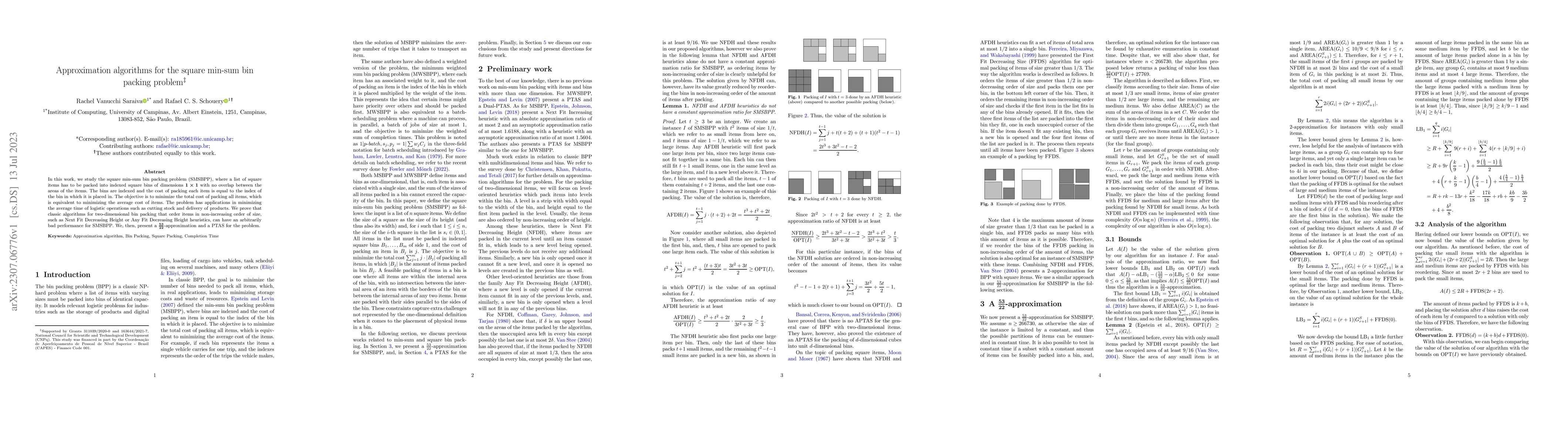 Thumbnail for Approximation algorithms for the square min-sum bin packing problem