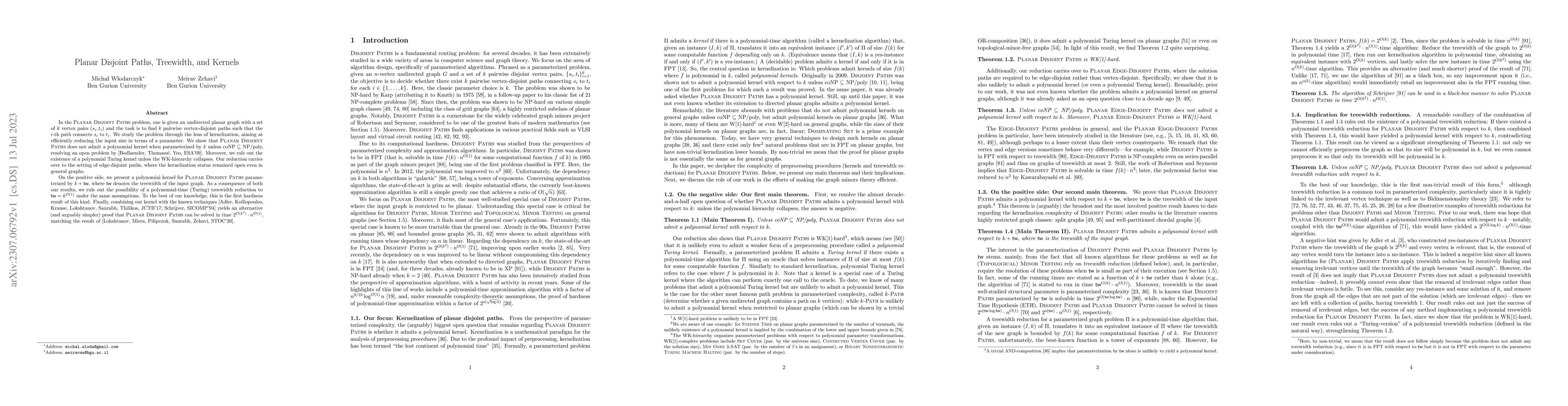 Thumbnail for Planar Disjoint Paths, Treewidth, and Kernels