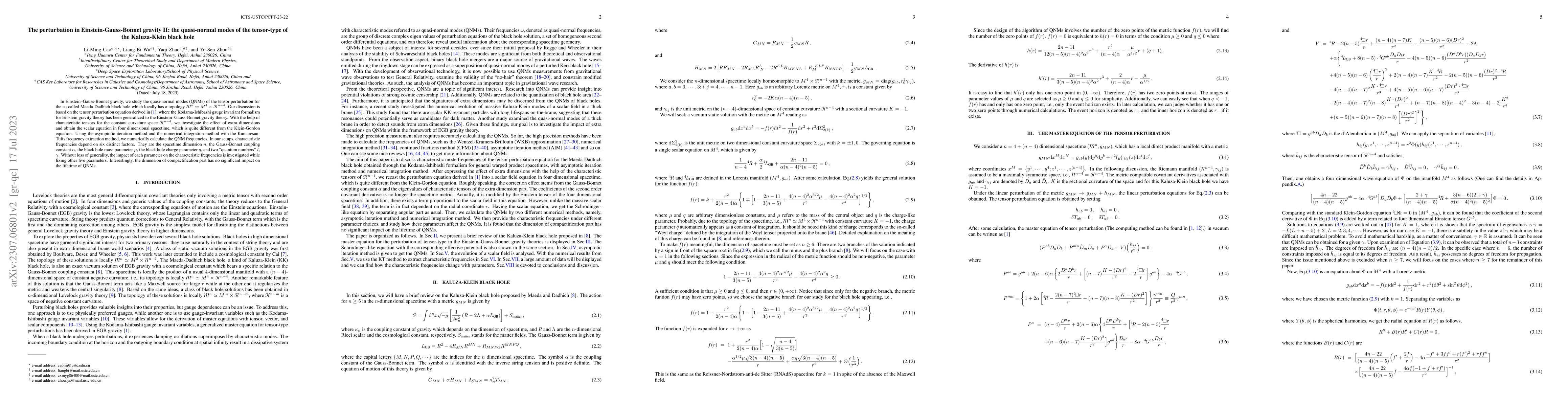 Thumbnail for The perturbation in Einstein-Gauss-Bonnet gravity II: the quasi-normal
  modes of the tensor-type of the Kaluza-Klein black hole