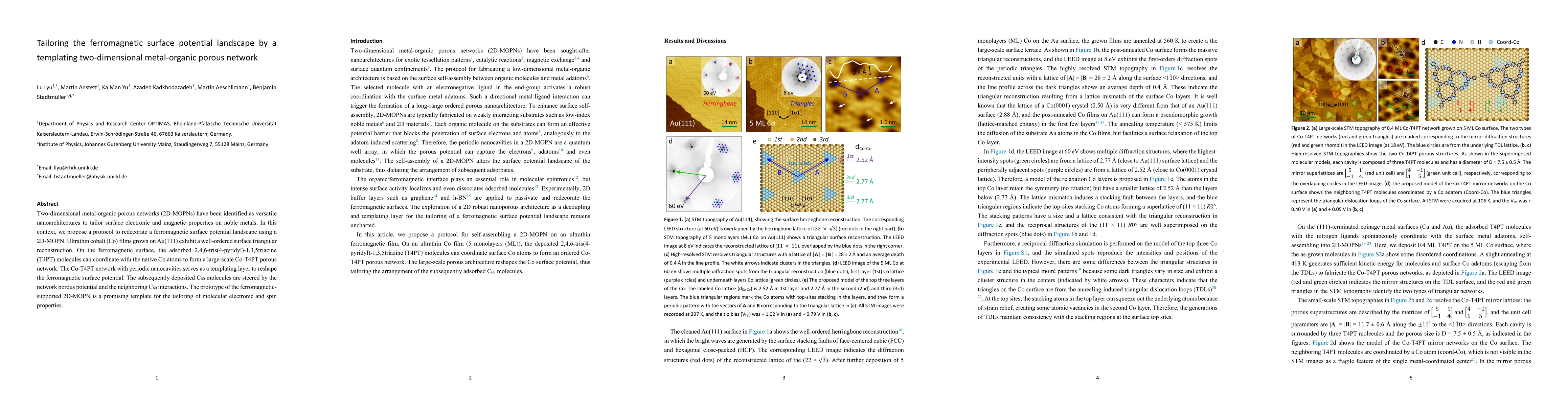 Thumbnail for Tailoring the ferromagnetic surface potential landscape by a templating
  two-dimensional metal-organic porous network