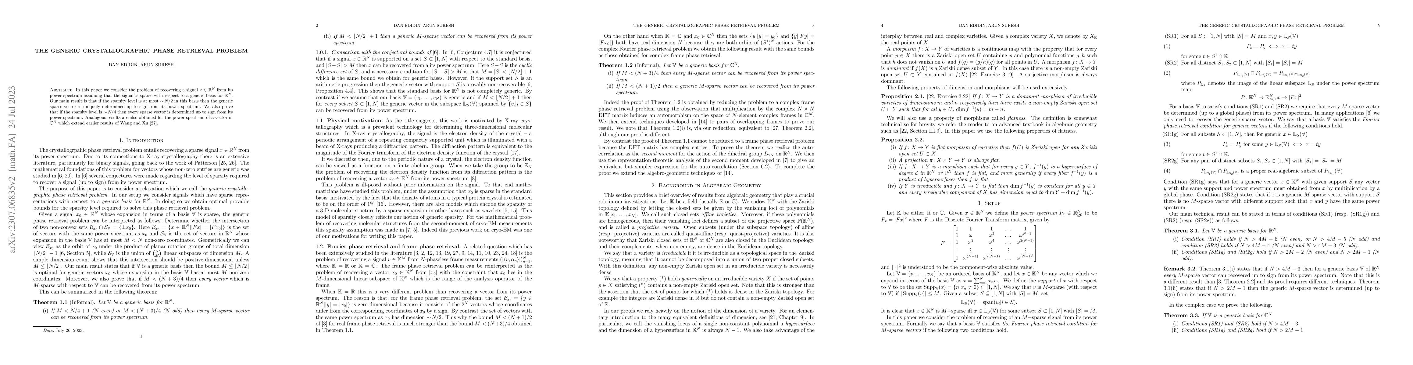 Thumbnail for The generic crystallographic phase retrieval problem