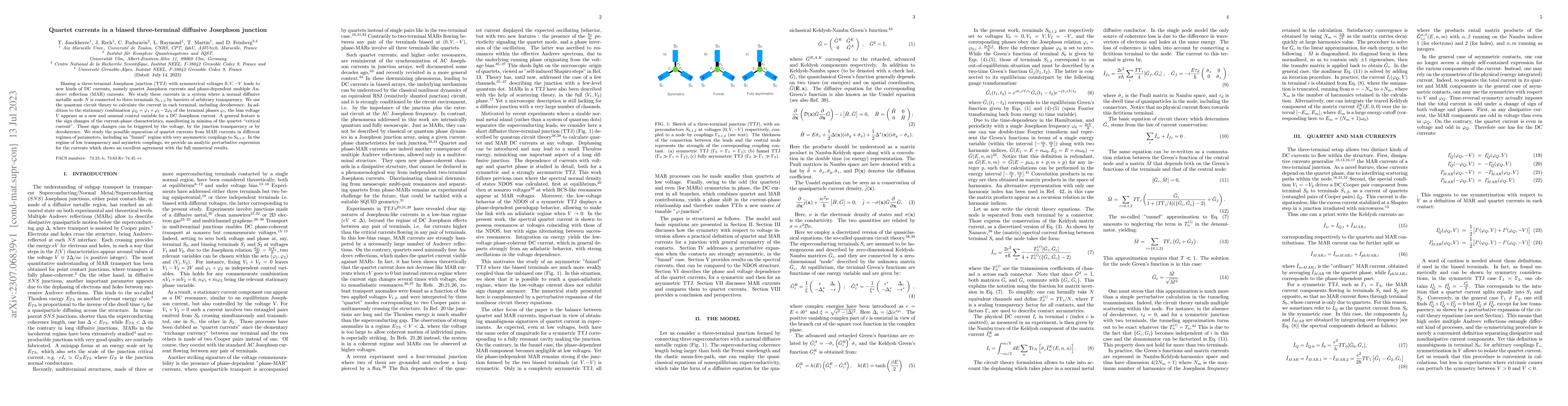 Thumbnail for Quartet currents in a biased three-terminal diffusive Josephson junction