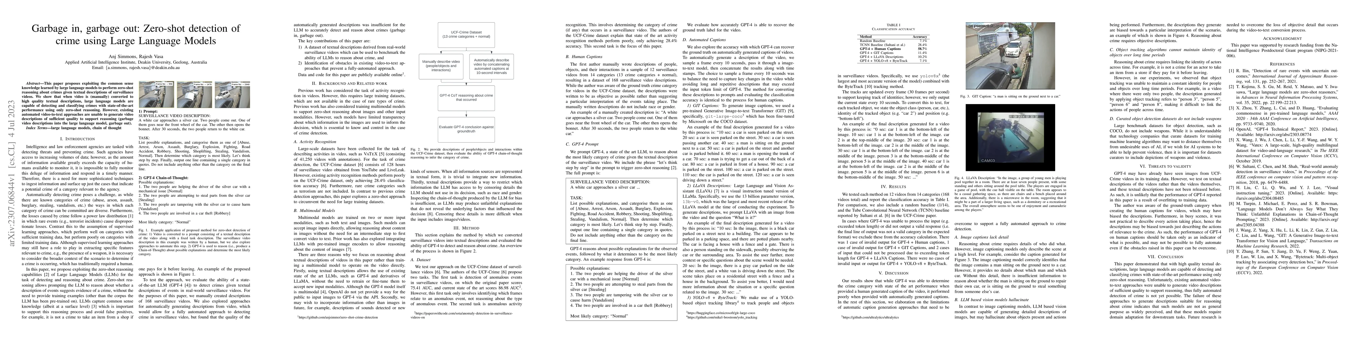 Thumbnail for Garbage in, garbage out: Zero-shot detection of crime using Large
  Language Models
