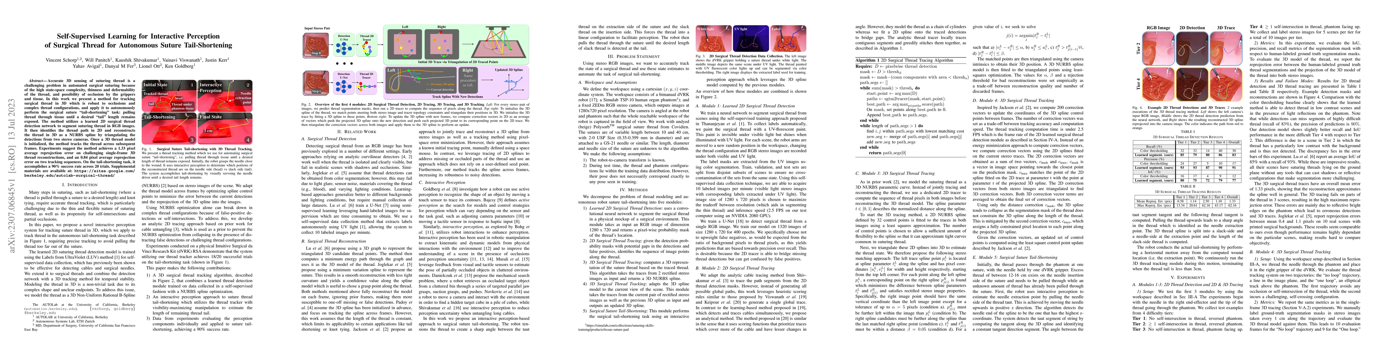 Thumbnail for Self-Supervised Learning for Interactive Perception of Surgical Thread
  for Autonomous Suture Tail-Shortening