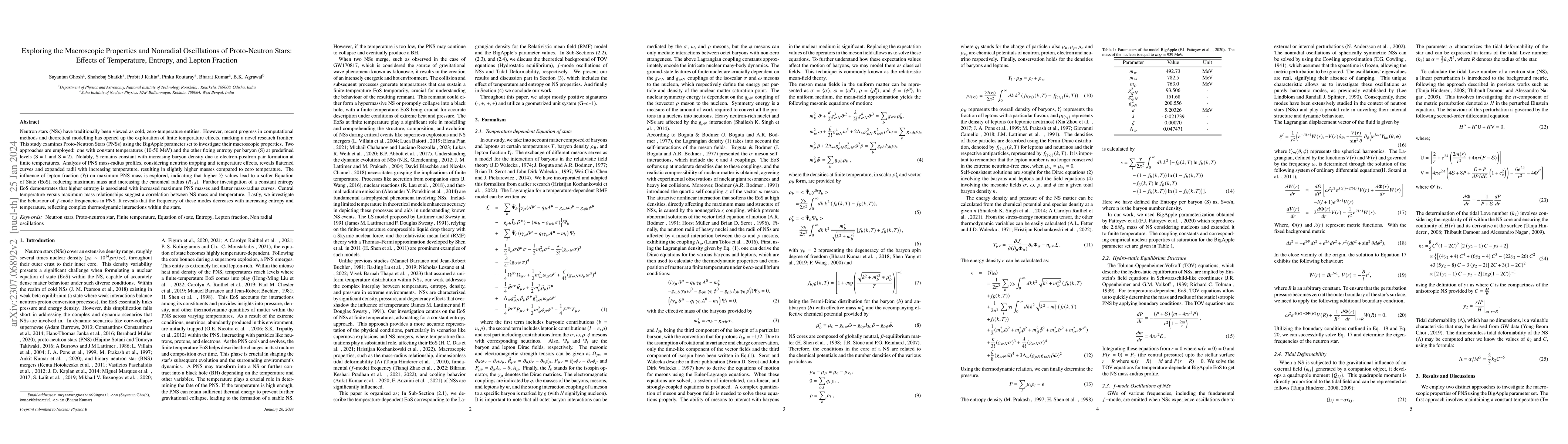 Thumbnail for Exploring the Macroscopic Properties and Nonradial Oscillations of
  Proto-Neutron Stars: Effects of Temperature, Entropy, and Lepton Fraction