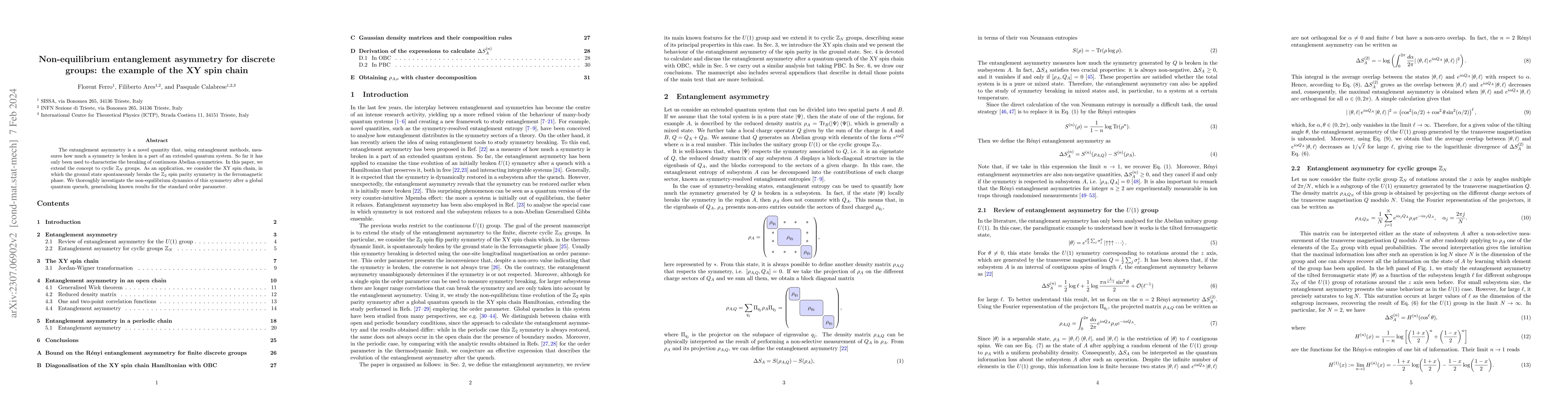 Thumbnail for Non-equilibrium entanglement asymmetry for discrete groups: the example
  of the XY spin chain