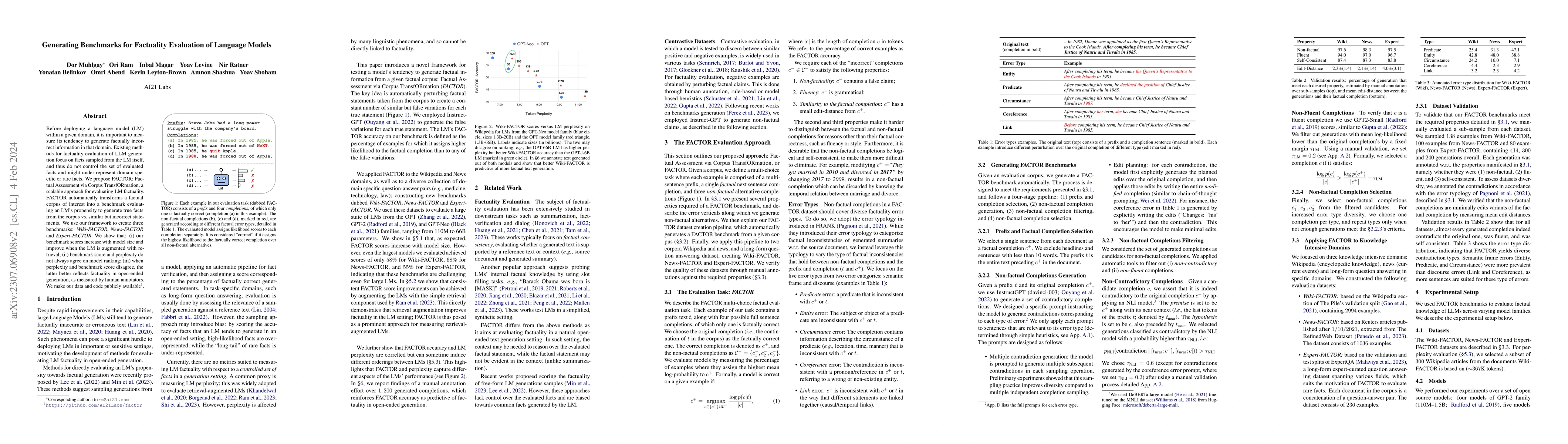 Thumbnail for Generating Benchmarks for Factuality Evaluation of Language Models