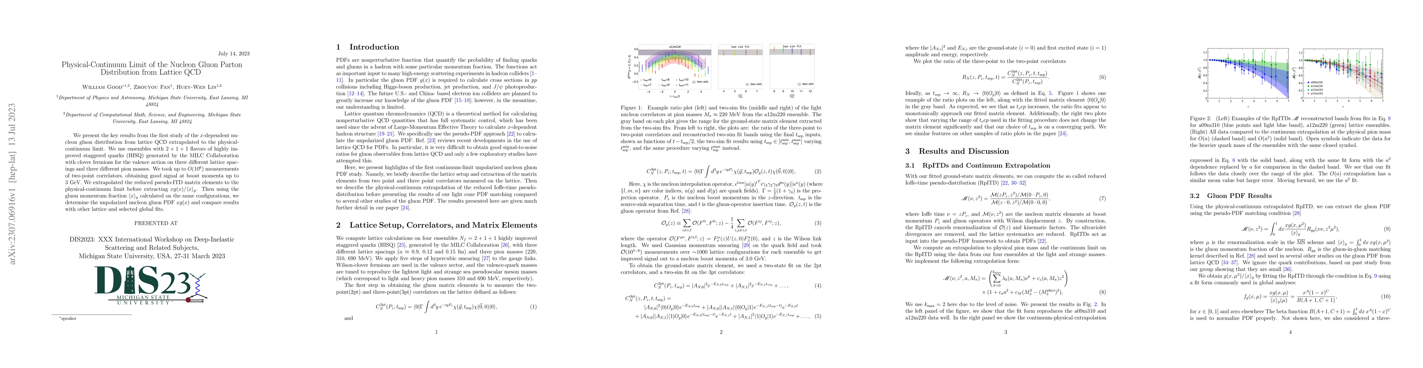Thumbnail for Physical-Continuum Limit of the Nucleon Gluon Parton Distribution from
  Lattice QCD