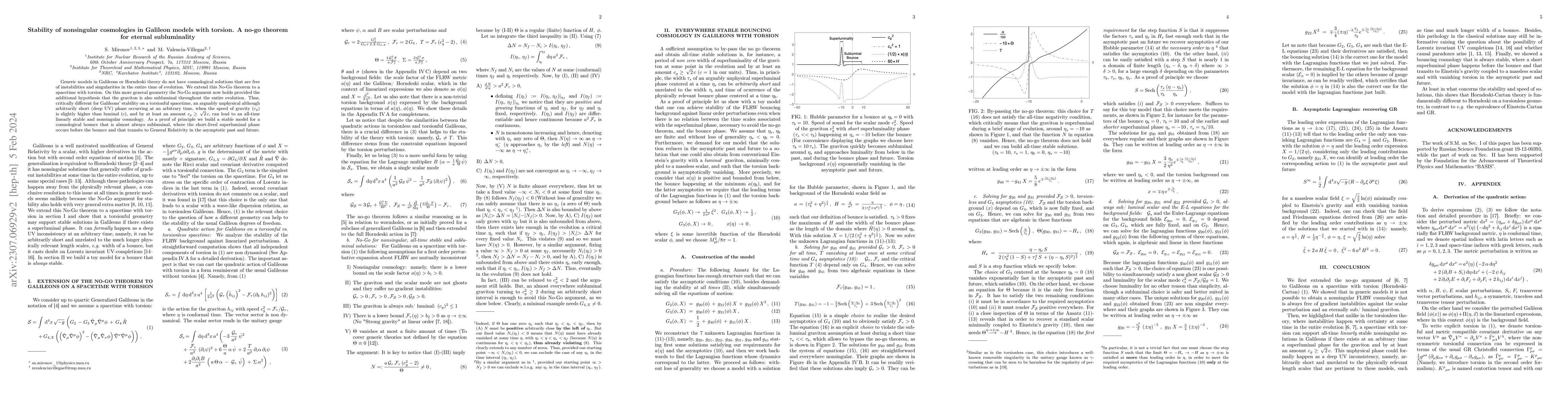 Thumbnail for Stability of nonsingular cosmologies in Galileon models with torsion. A
  no-go theorem for eternal subluminality