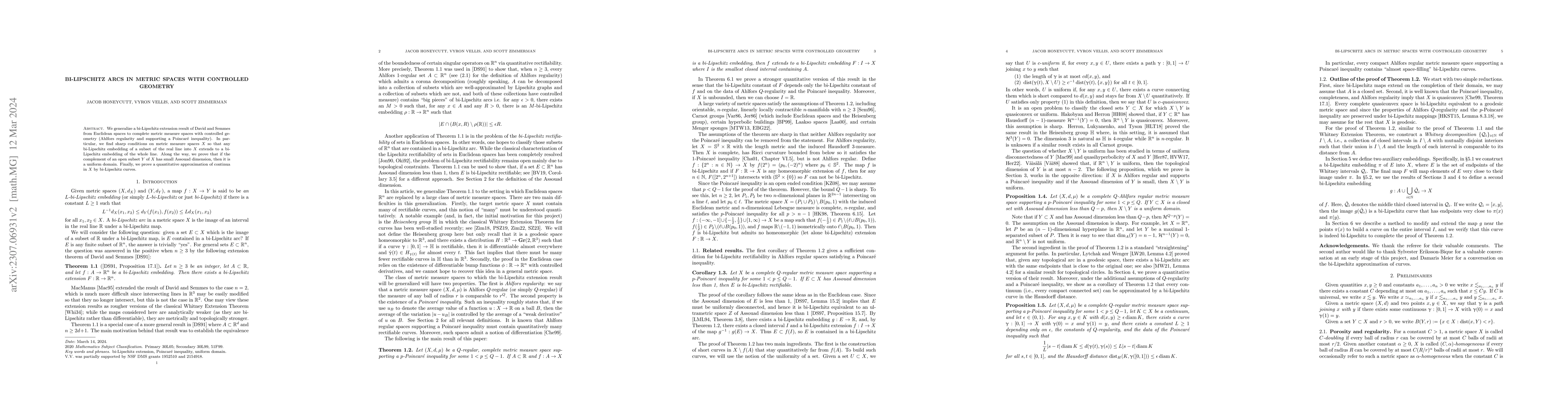 Thumbnail for Bi-Lipschitz arcs in metric spaces with controlled geometry