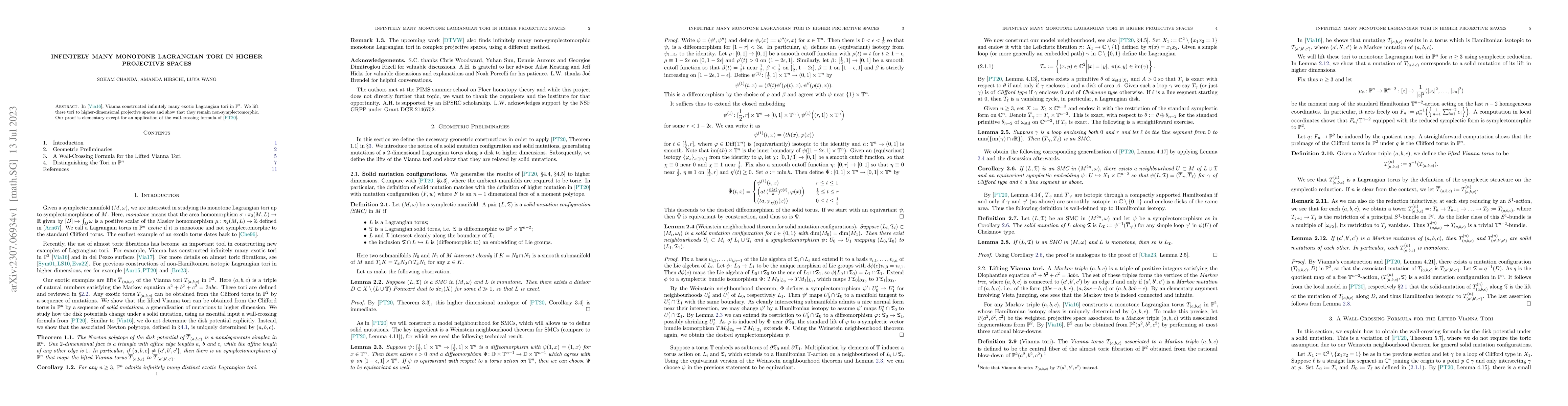 Thumbnail for Infinitely many monotone Lagrangian tori in higher projective spaces