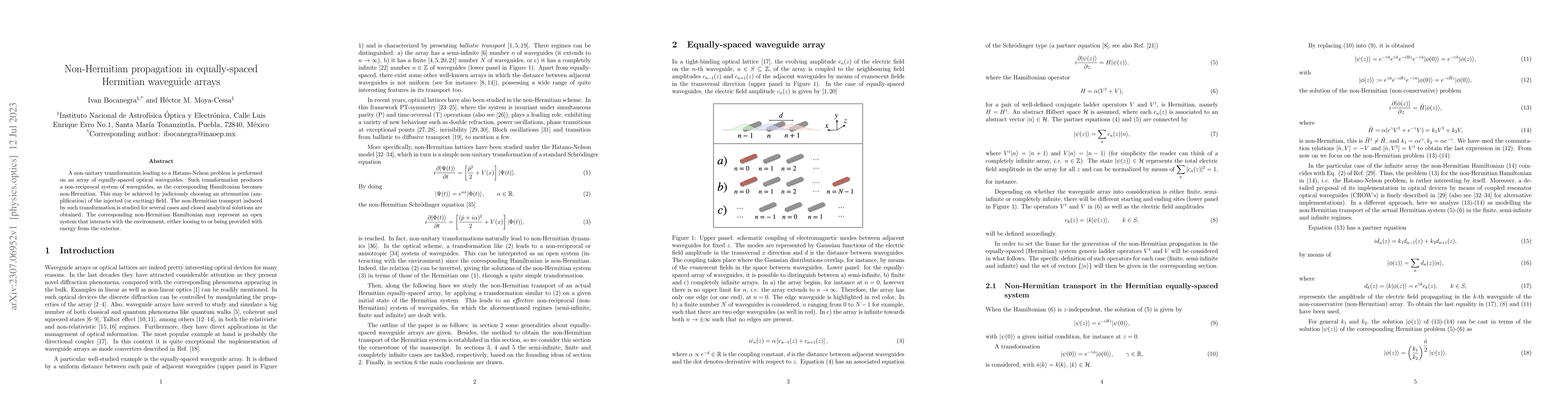 Thumbnail for Non-Hermitian propagation in equally-spaced Hermitian waveguide arrays