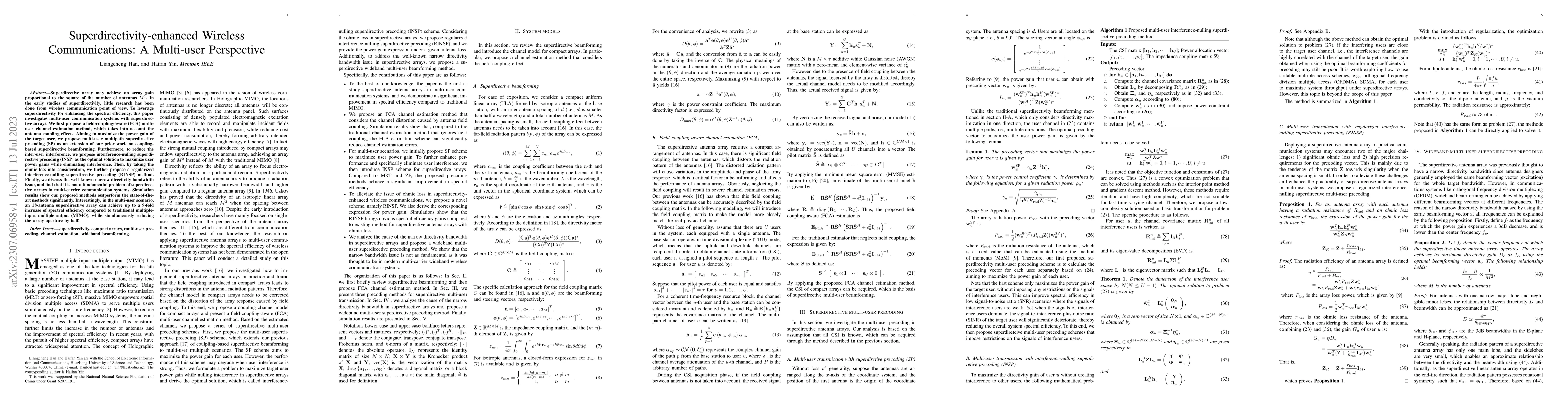 Thumbnail for Superdirectivity-enhanced wireless communications: A multi-user
  perspective