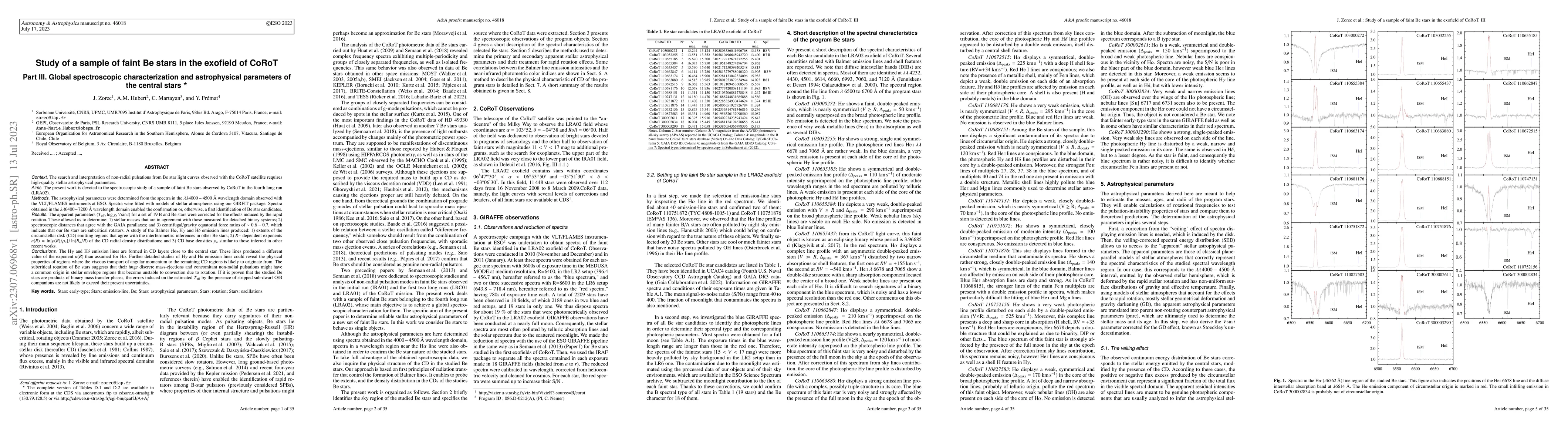 Thumbnail for Study of a Sample of Faint Be Stars in the Exofield of CoRoT. Part III.
  Global Spectroscopic Characterization and Astrophysical Parameters of the
  Central Stars