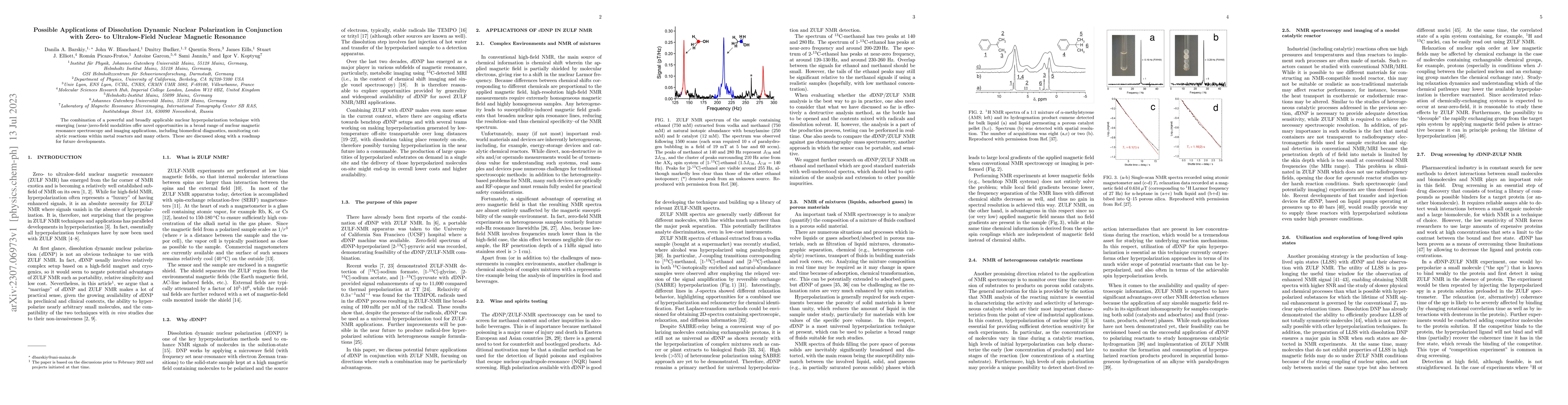 Thumbnail for Possible Applications of Dissolution Dynamic Nuclear Polarization in
  Conjunction with Zero- to Ultralow-Field Nuclear Magnetic Resonance
