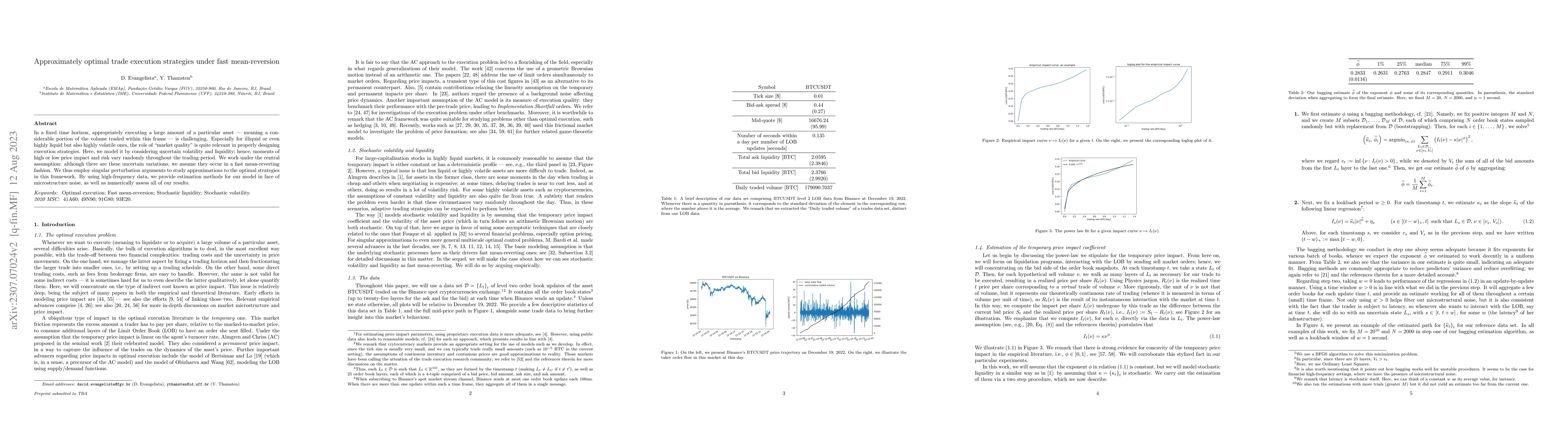 Thumbnail for Approximately optimal trade execution strategies under fast
  mean-reversion