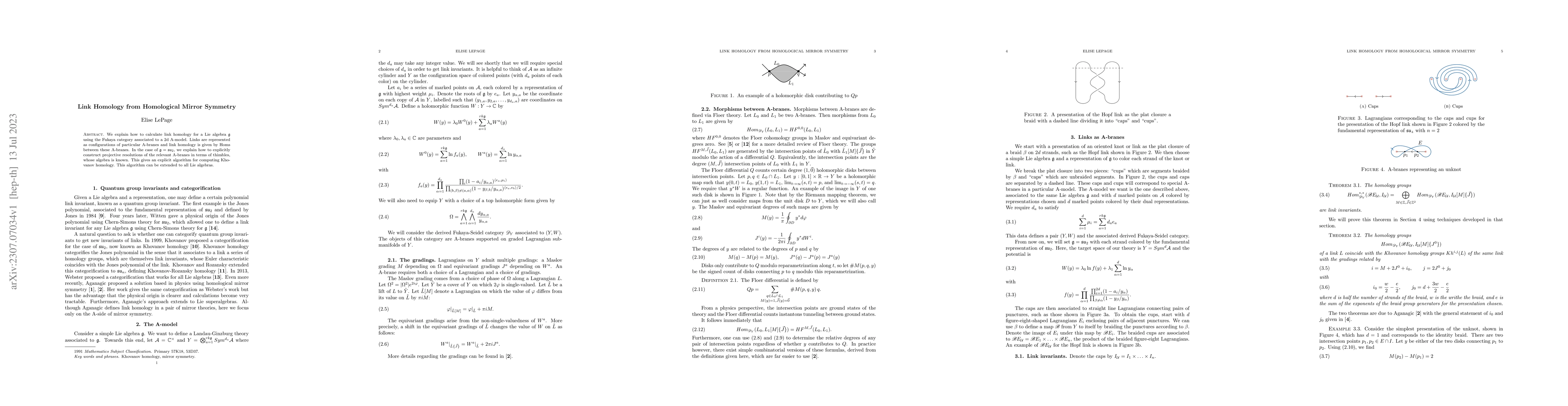 Thumbnail for Link Homology from Homological Mirror Symmetry
