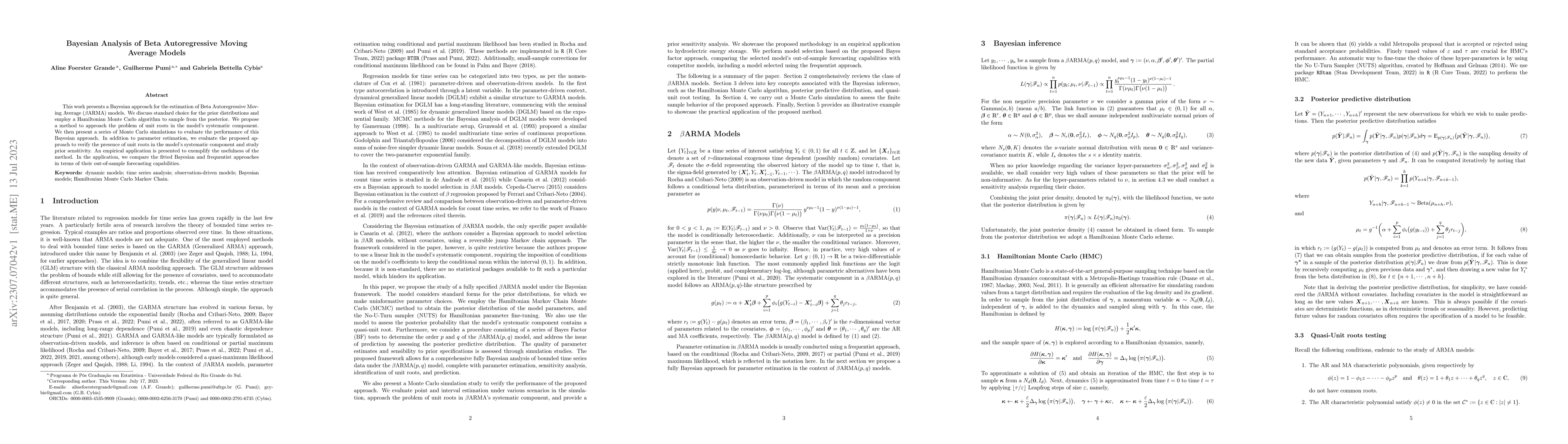 Thumbnail for Bayesian Analysis of Beta Autoregressive Moving Average Models