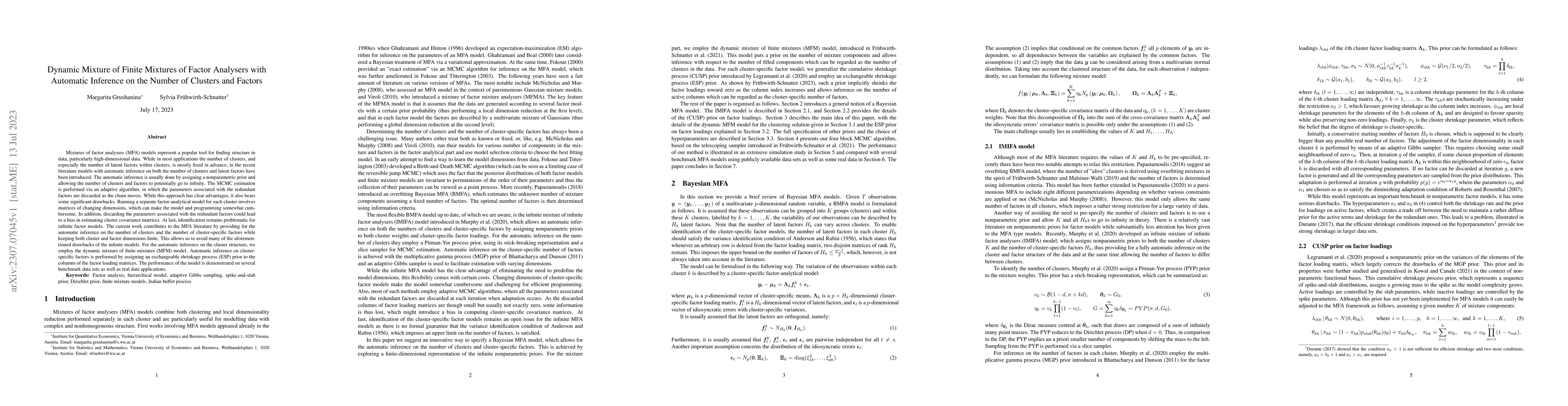 Thumbnail for Dynamic Mixture of Finite Mixtures of Factor Analysers with Automatic
  Inference on the Number of Clusters and Factors