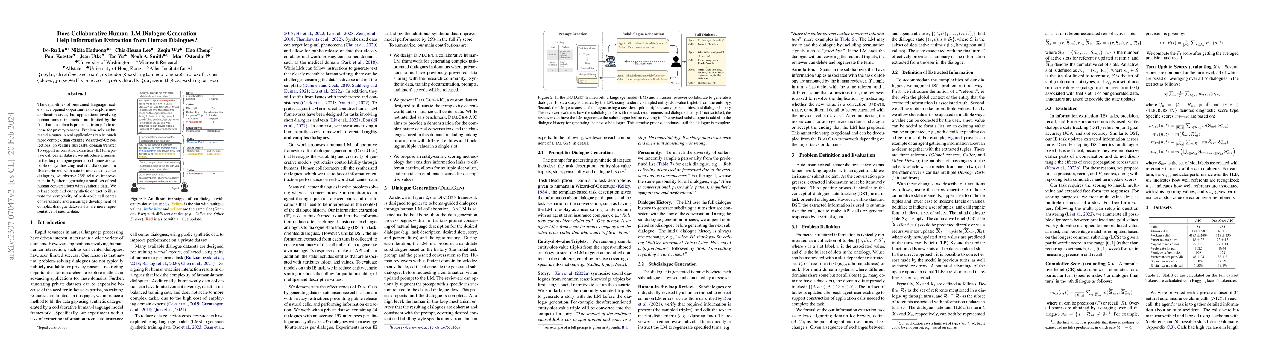 Thumbnail for Does Collaborative Human-LM Dialogue Generation Help Information
  Extraction from Human Dialogues?