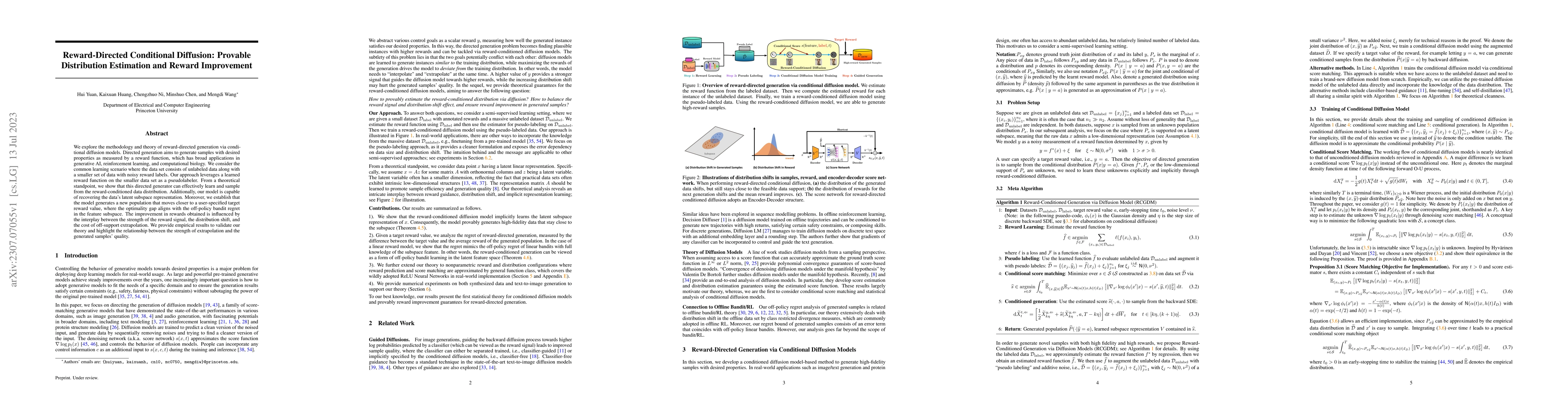 Thumbnail for Reward-Directed Conditional Diffusion: Provable Distribution Estimation
  and Reward Improvement