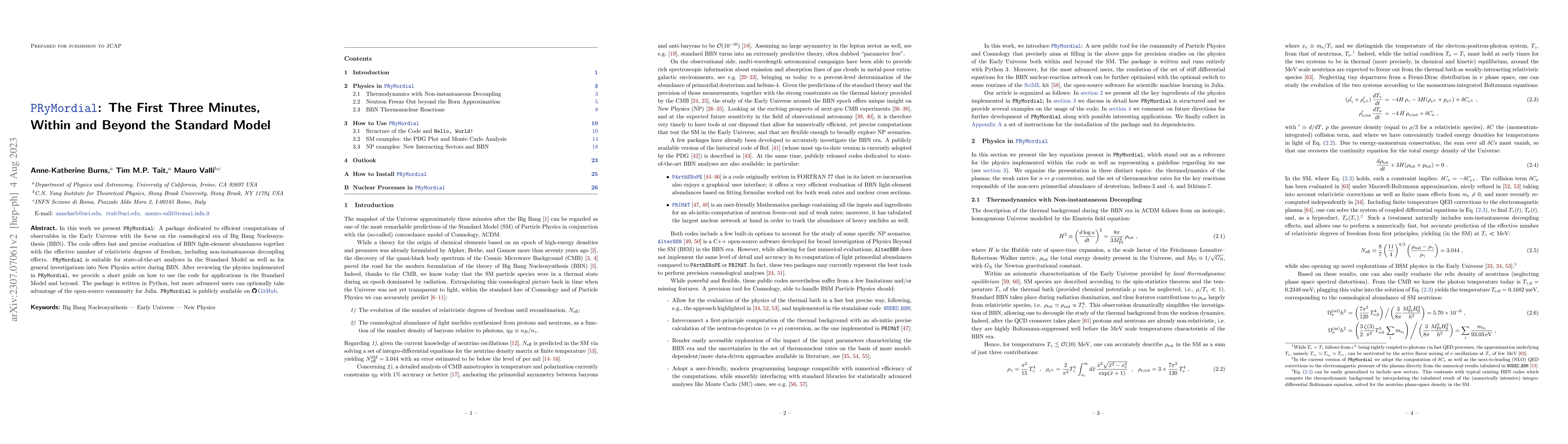 Thumbnail for PRyMordial: The First Three Minutes, Within and Beyond the Standard
  Model