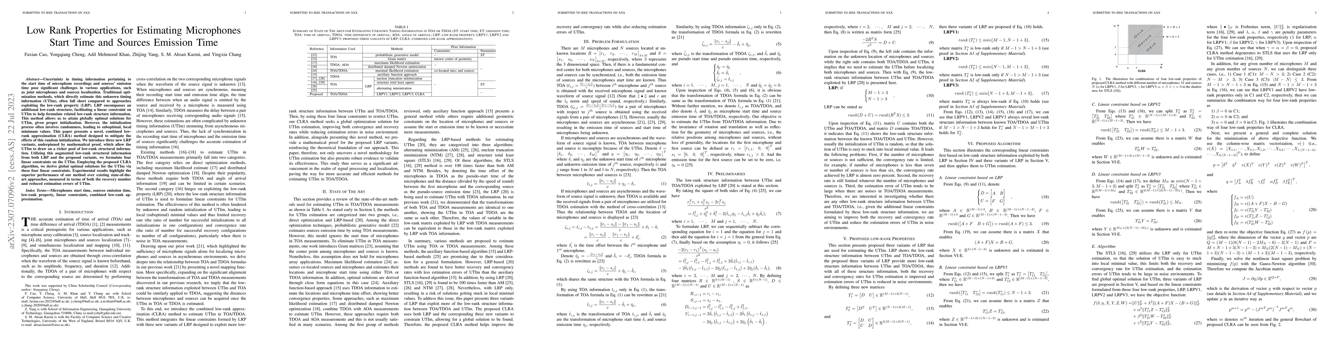 Thumbnail for Low Rank Properties for Estimating Microphones Start Time and Sources
  Emission Time