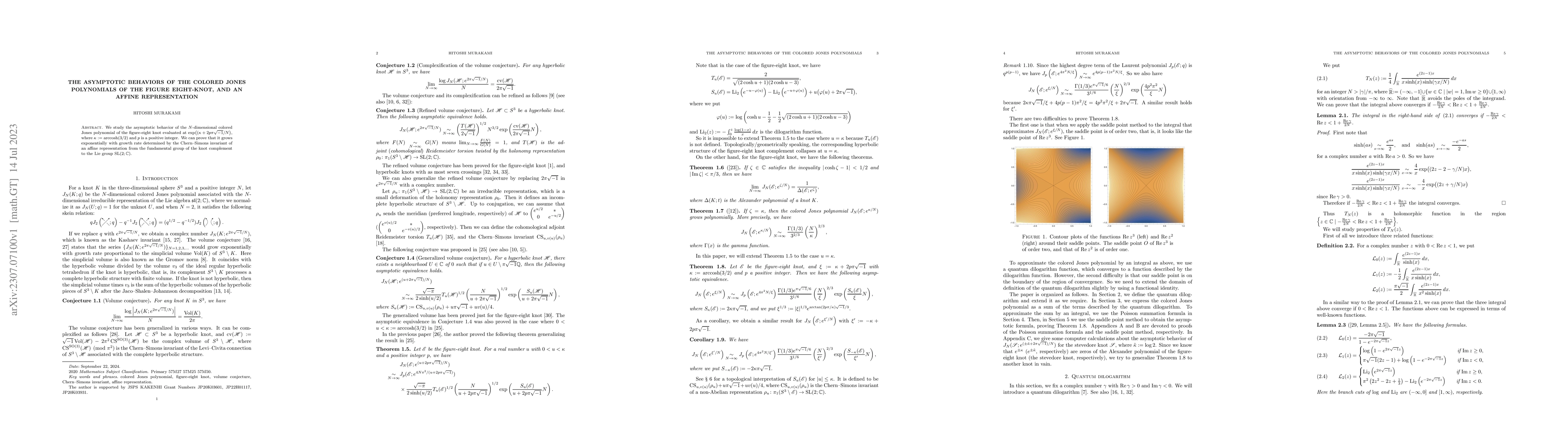 Thumbnail for The asymptotic behaviors of the colored Jones polynomials of the figure
  eight-knot, and an affine representation