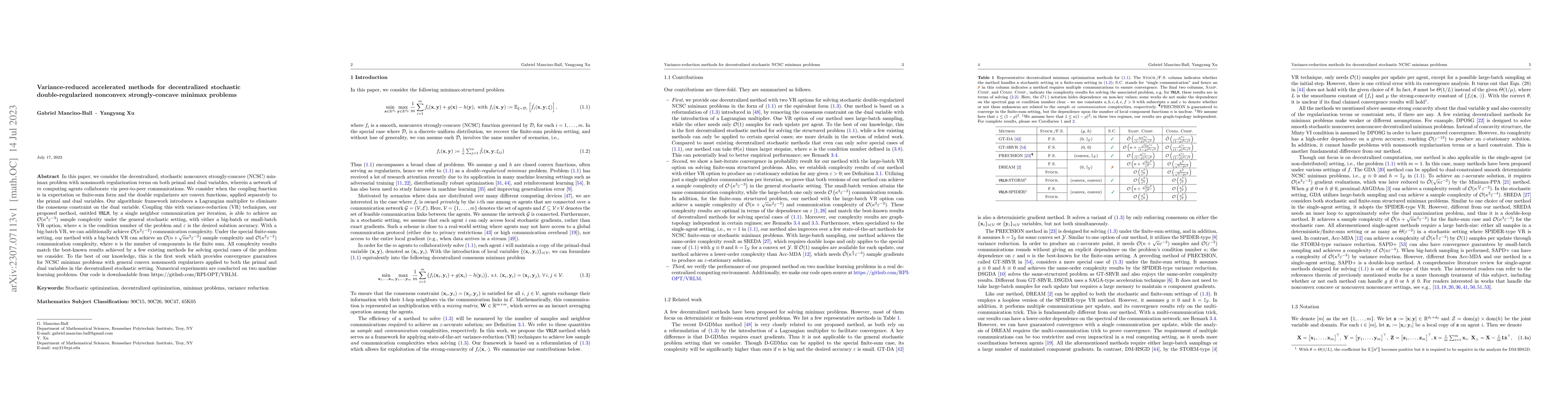 Thumbnail for Variance-reduced accelerated methods for decentralized stochastic
  double-regularized nonconvex strongly-concave minimax problems