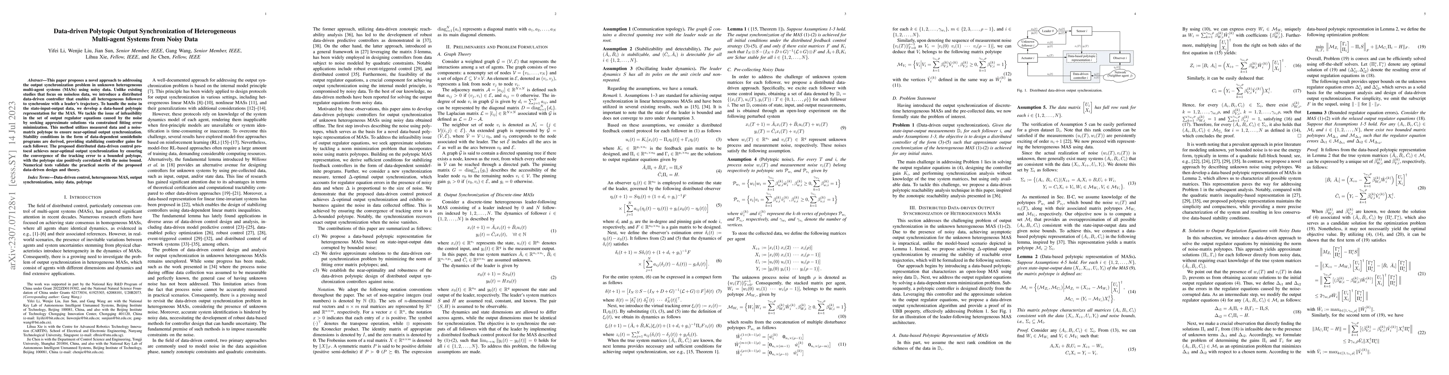 Thumbnail for Data-driven Polytopic Output Synchronization of Heterogeneous
  Multi-agent Systems from Noisy Data