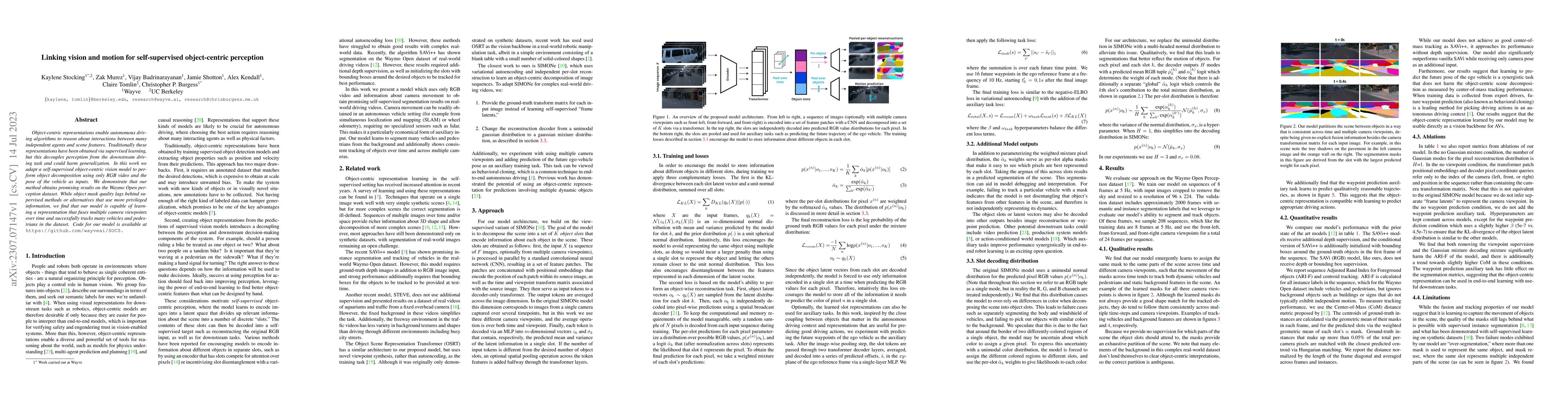 Thumbnail for Linking vision and motion for self-supervised object-centric perception