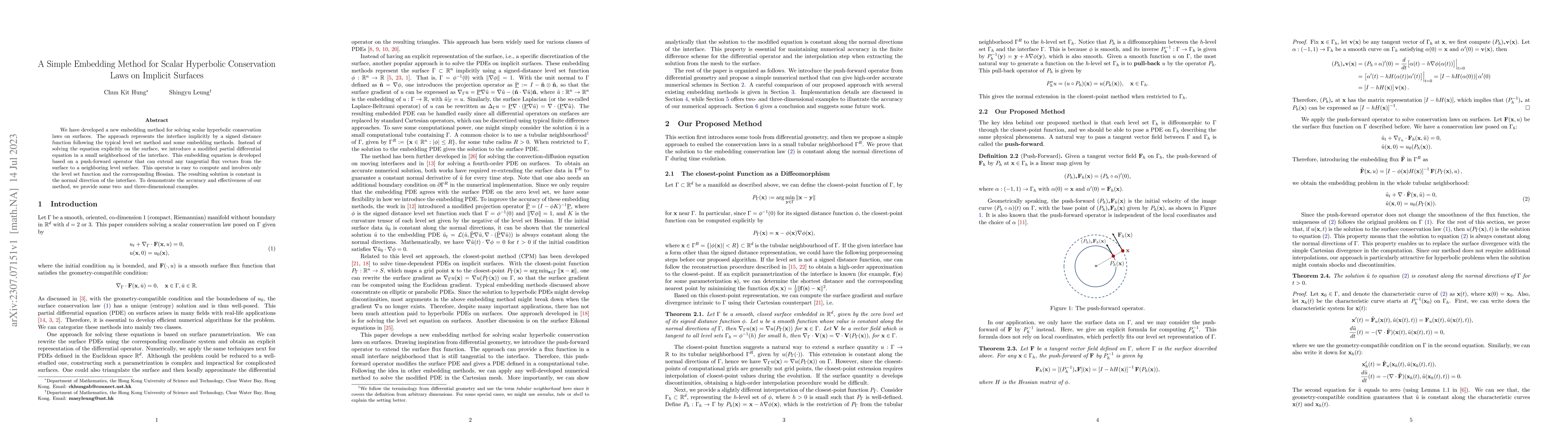 Thumbnail for A Simple Embedding Method for Scalar Hyperbolic Conservation Laws on
  Implicit Surfaces