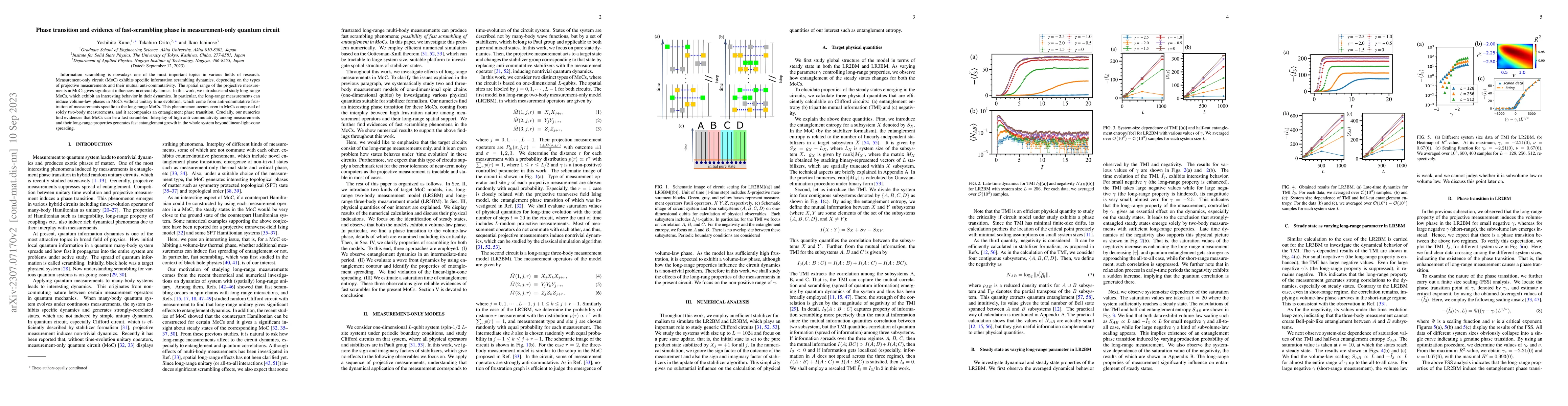 Thumbnail for Phase transition and evidence of fast-scrambling phase in
  measurement-only quantum circuit