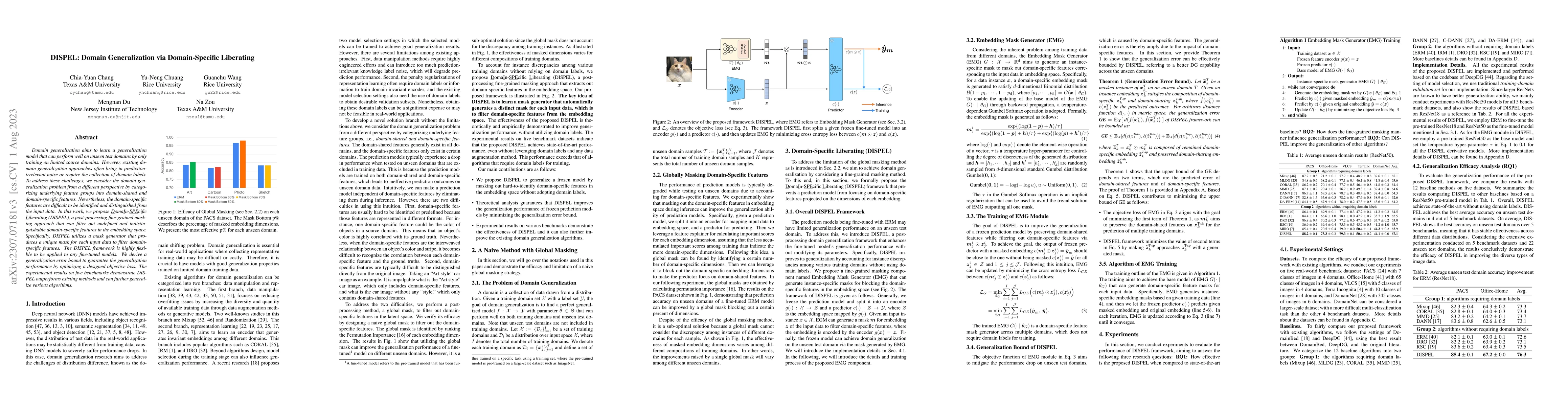 Thumbnail for DISPEL: Domain Generalization via Domain-Specific Liberating