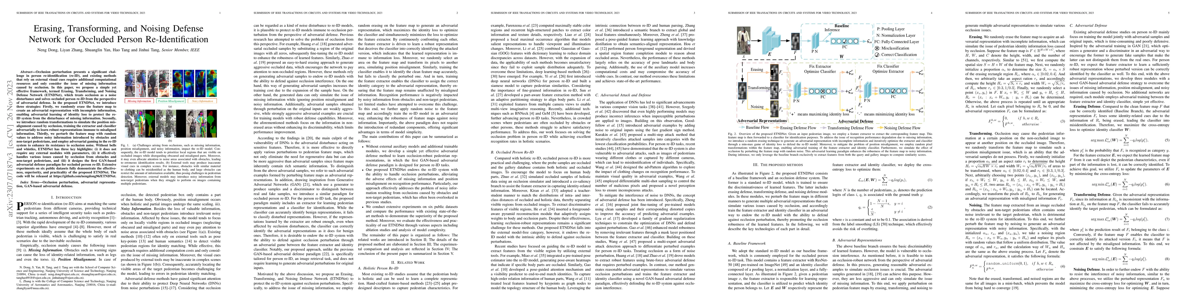 Thumbnail for Erasing, Transforming, and Noising Defense Network for Occluded Person
  Re-Identification