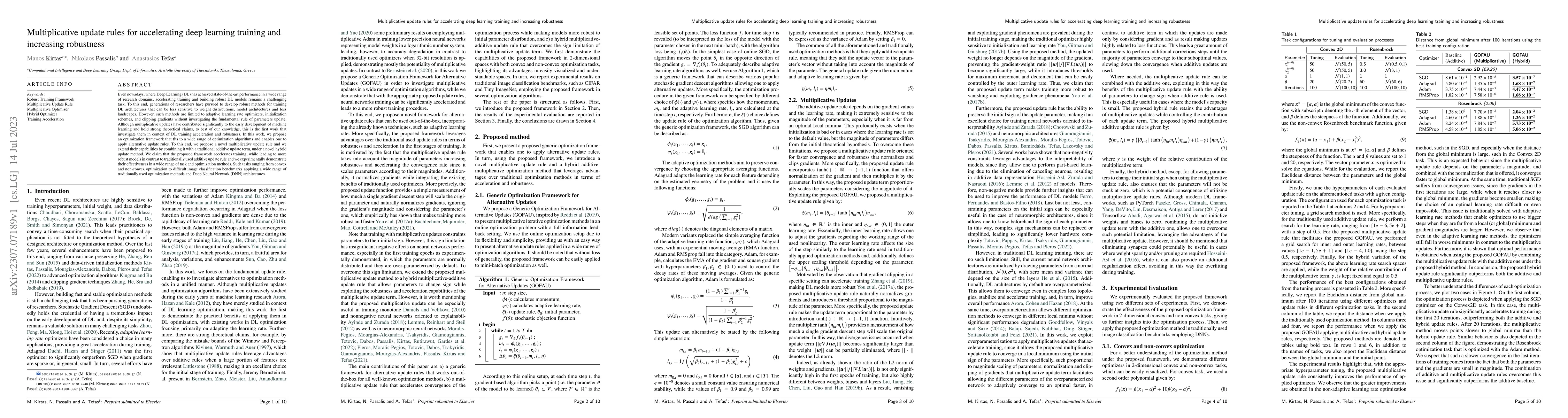 Thumbnail for Multiplicative update rules for accelerating deep learning training and
  increasing robustness
