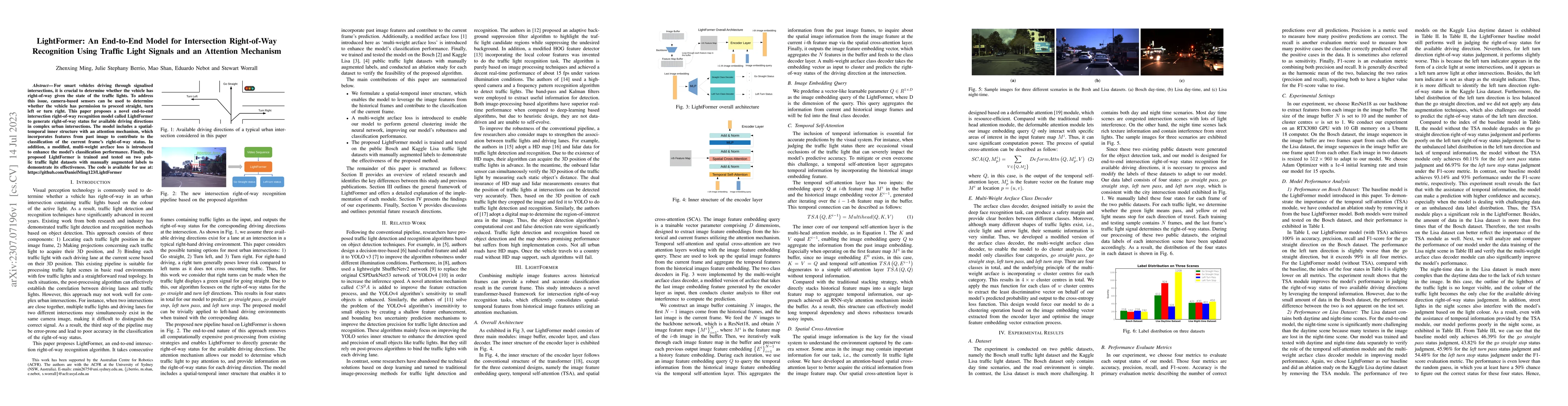 Thumbnail for LightFormer: An End-to-End Model for Intersection Right-of-Way
  Recognition Using Traffic Light Signals and an Attention Mechanism