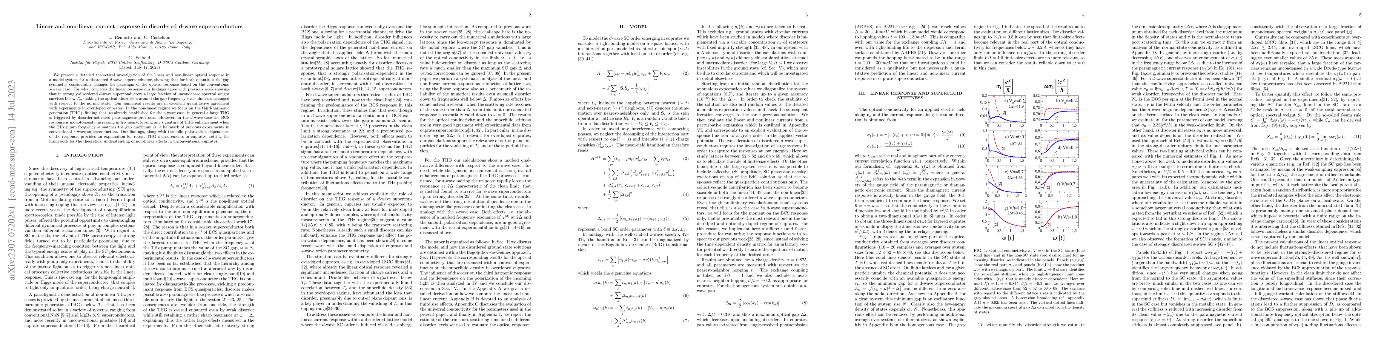 Thumbnail for Linear and non-linear current response in disordered d-wave
  superconductors