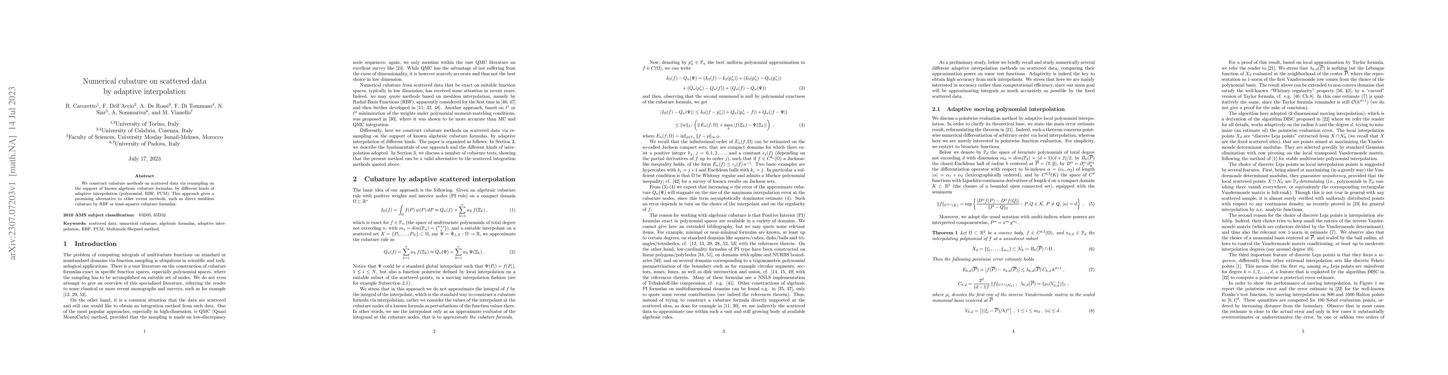 Thumbnail for Numerical cubature on scattered data by adaptive interpolation