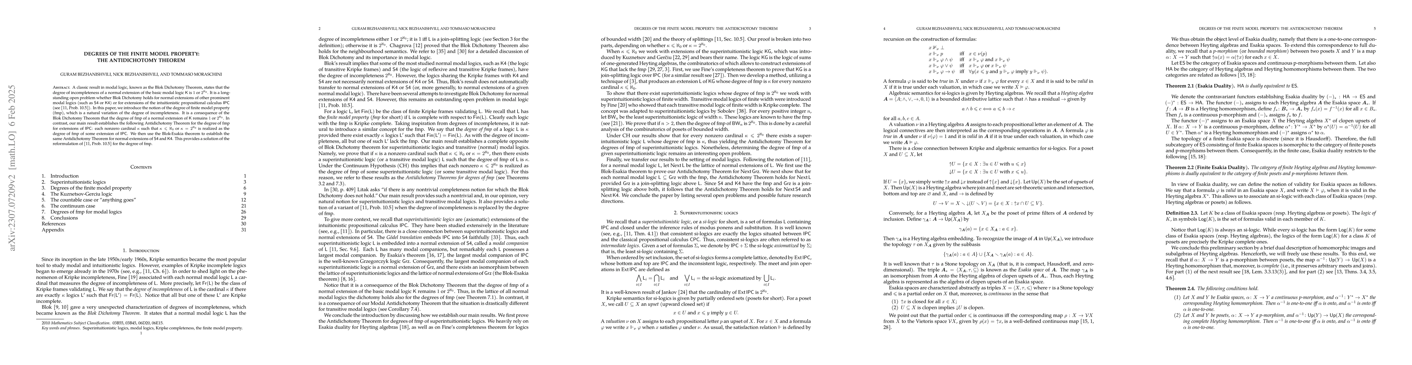 Thumbnail for Degrees of the finite model property: the antidichotomy theorem
