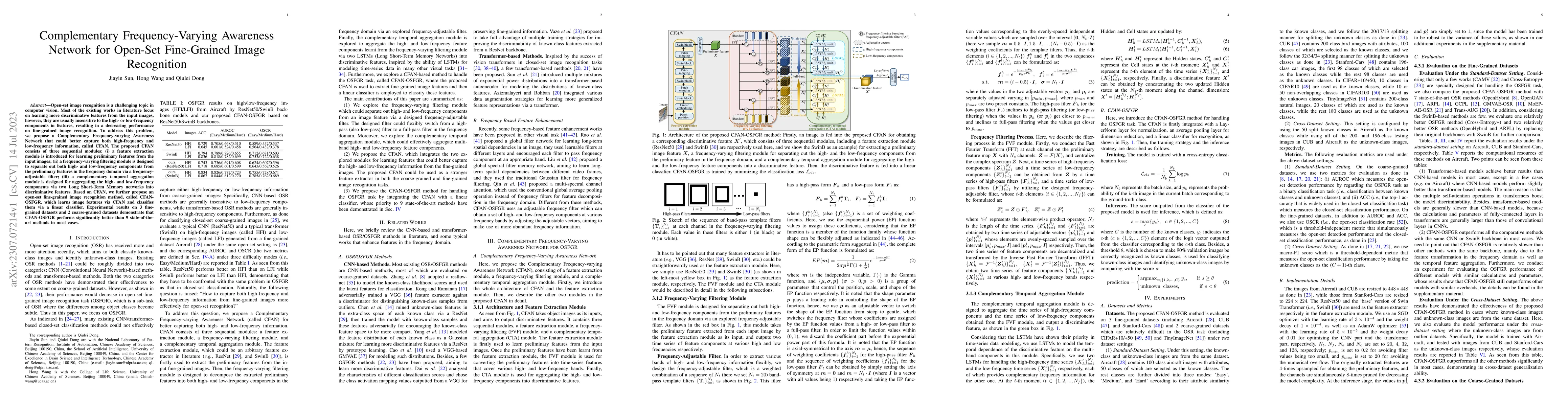 Thumbnail for Complementary Frequency-Varying Awareness Network for Open-Set
  Fine-Grained Image Recognition
