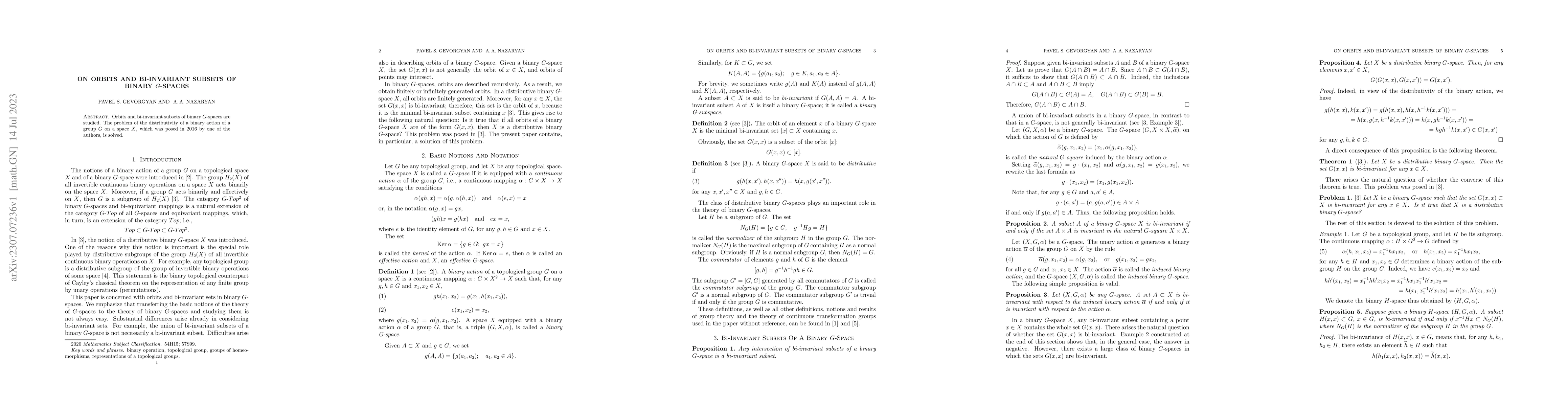 Thumbnail for On Orbits and Bi-invariant Subsets of Binary $G$-Spaces