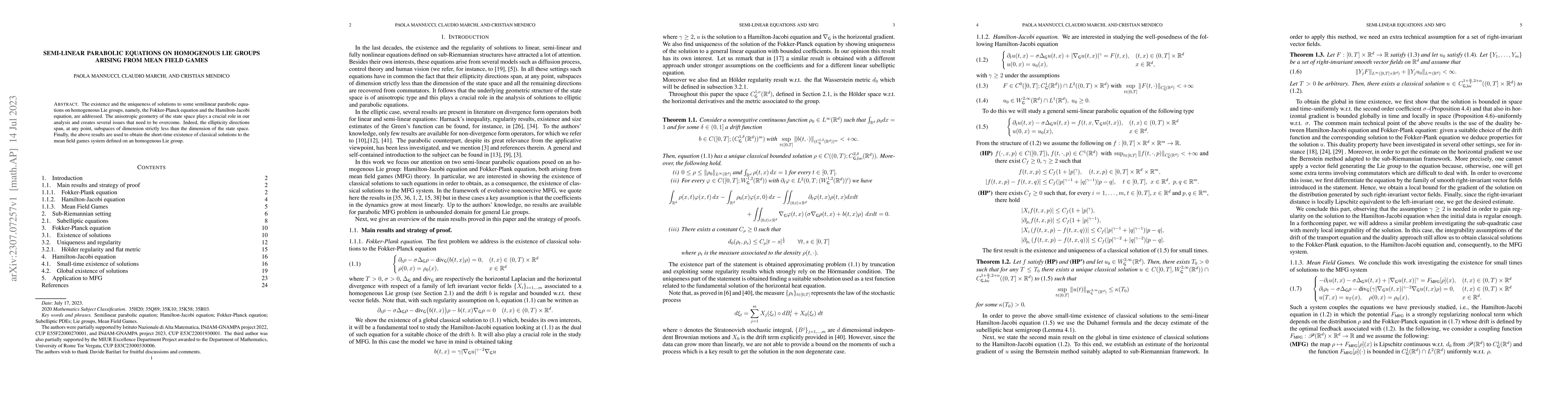 Thumbnail for Semi-linear parabolic equations on homogeneous Lie groups arising from
  mean field games