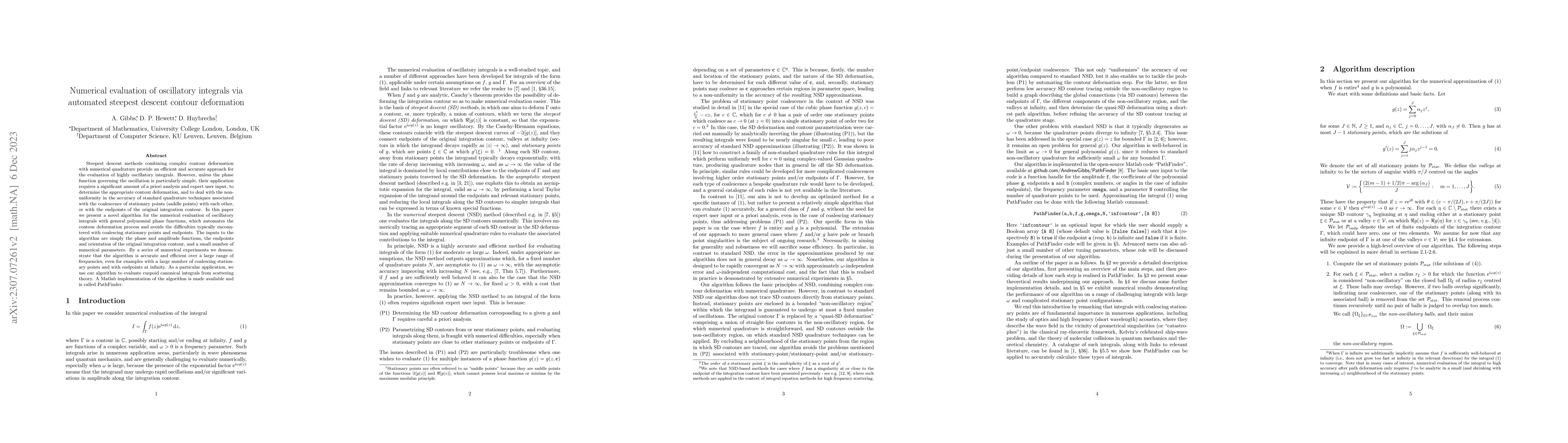 Thumbnail for Numerical evaluation of oscillatory integrals via automated steepest
  descent contour deformation