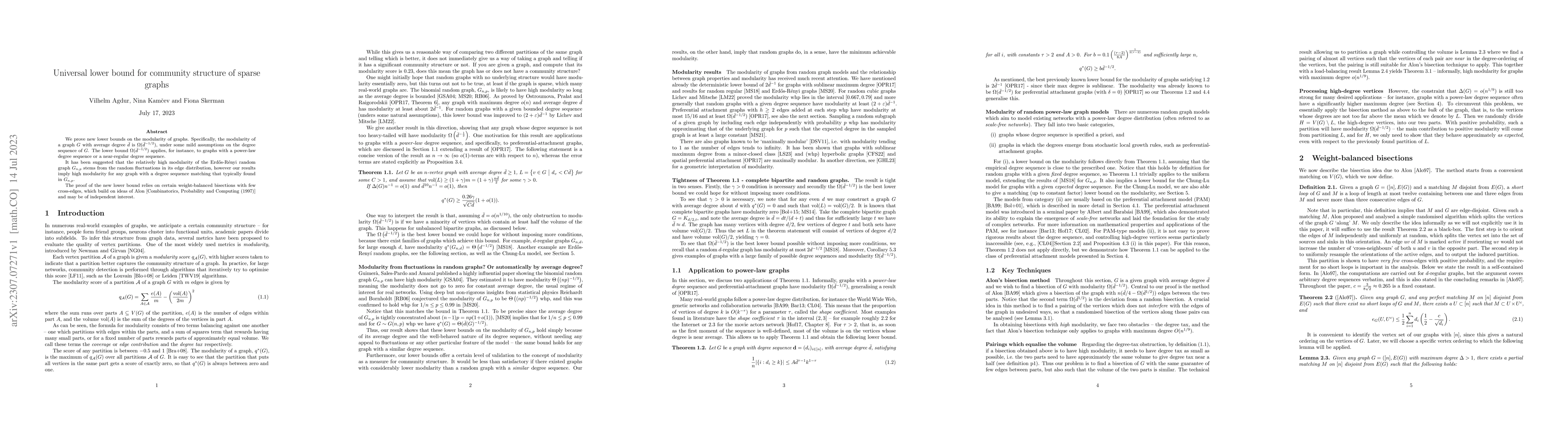 Thumbnail for Universal lower bound for community structure of sparse graphs