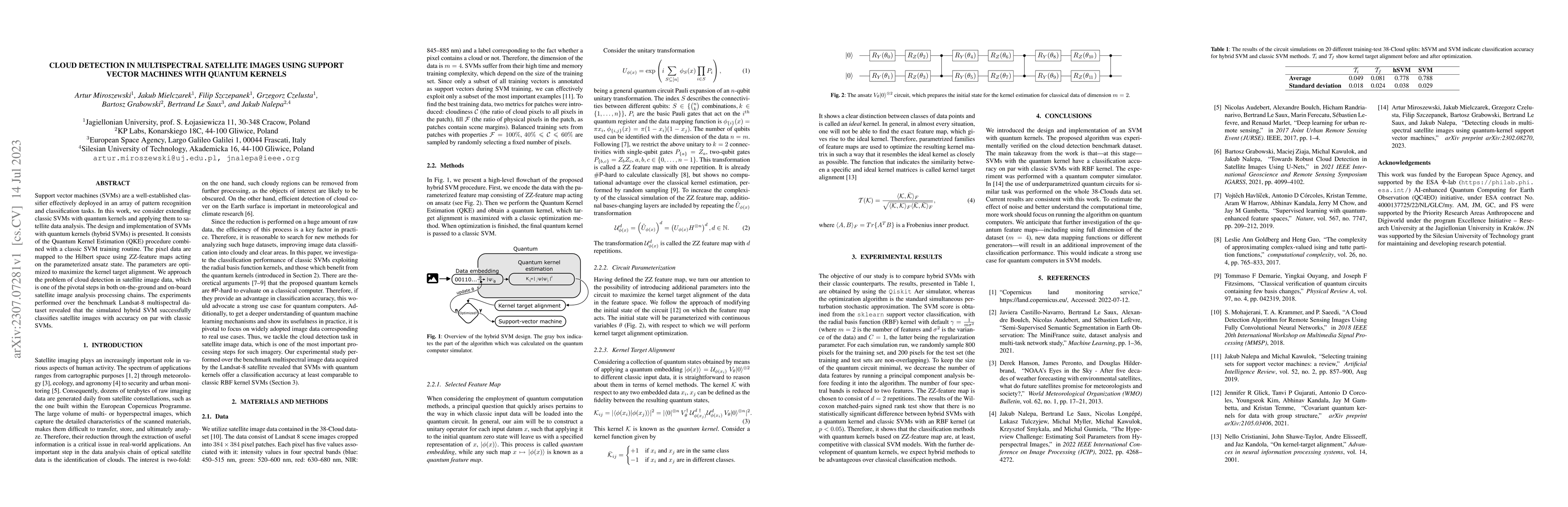 Thumbnail for Cloud Detection in Multispectral Satellite Images Using Support Vector
  Machines With Quantum Kernels