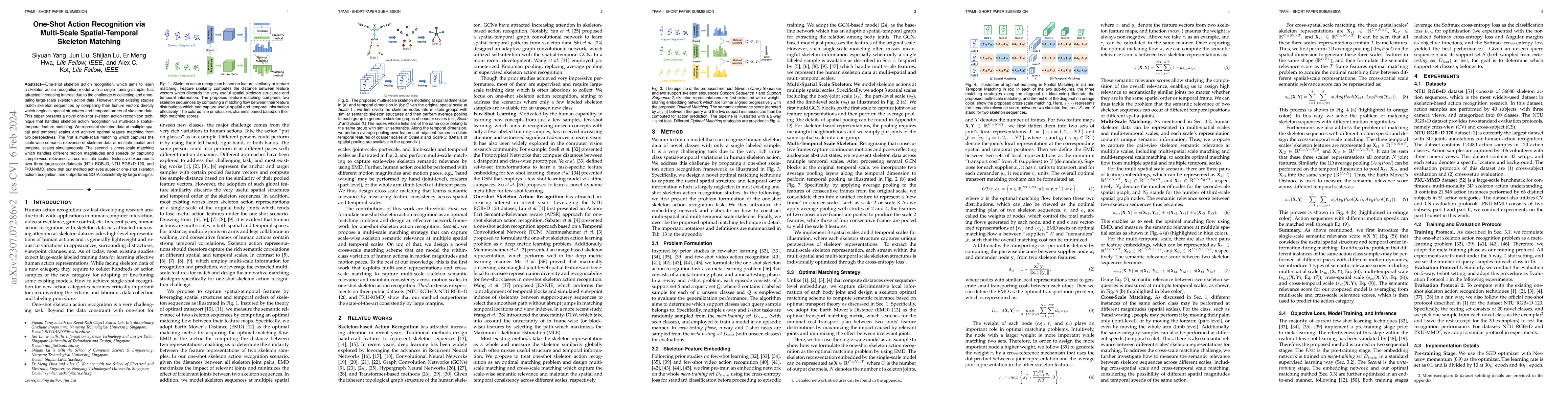 Thumbnail for One-Shot Action Recognition via Multi-Scale Spatial-Temporal Skeleton
  Matching